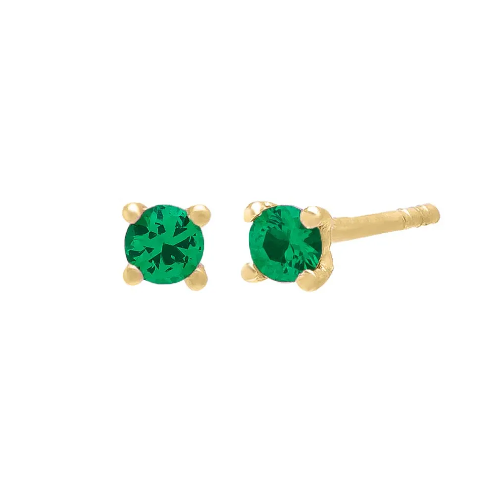 Tiny Colored CZ Solitaire Stud Earring 14K sold by Adina Eden's