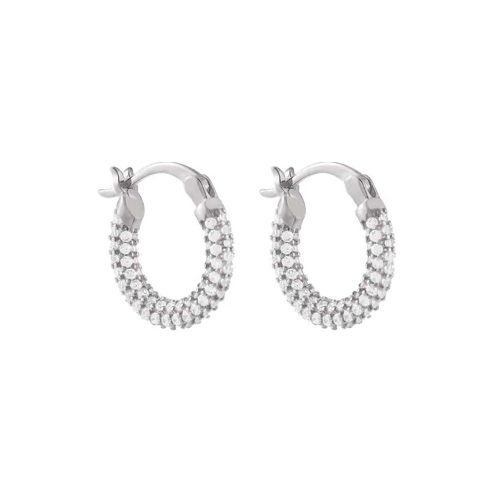 Pavé Mini Hoop Earring sold by Adina Eden's product image thumbnail 5