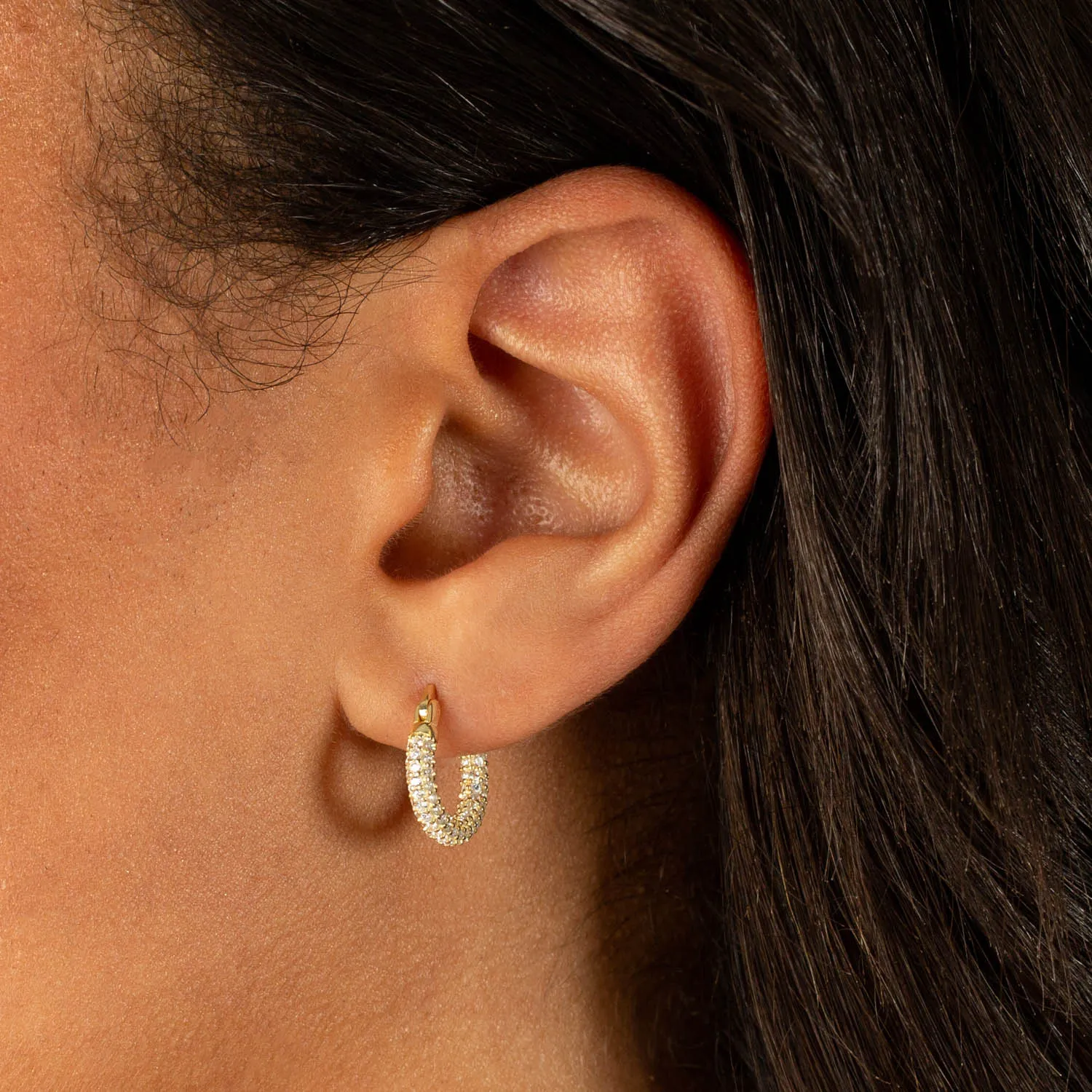 Pavé Mini Hoop Earring sold by Adina Eden's product image thumbnail 2