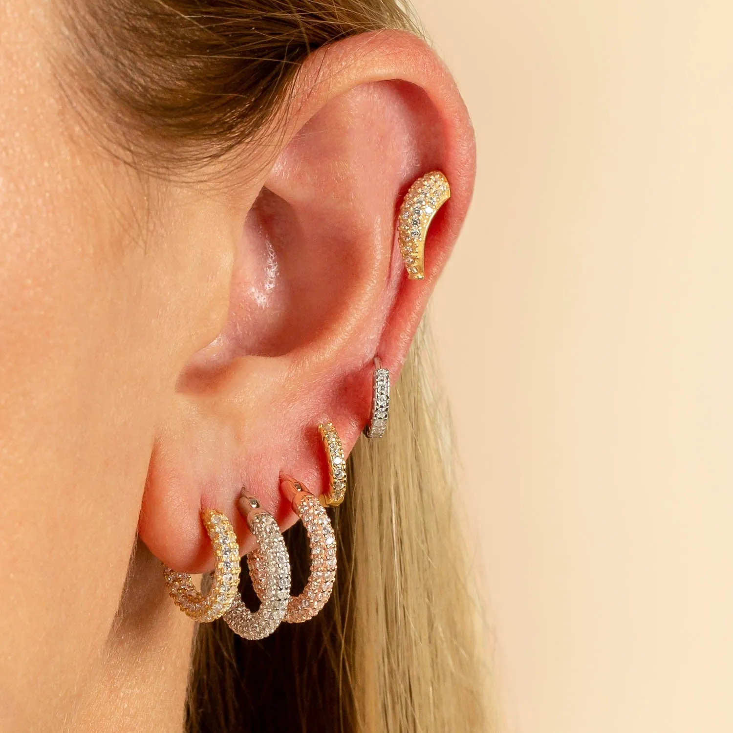 Pavé Mini Hoop Earring sold by Adina Eden's product image thumbnail 4