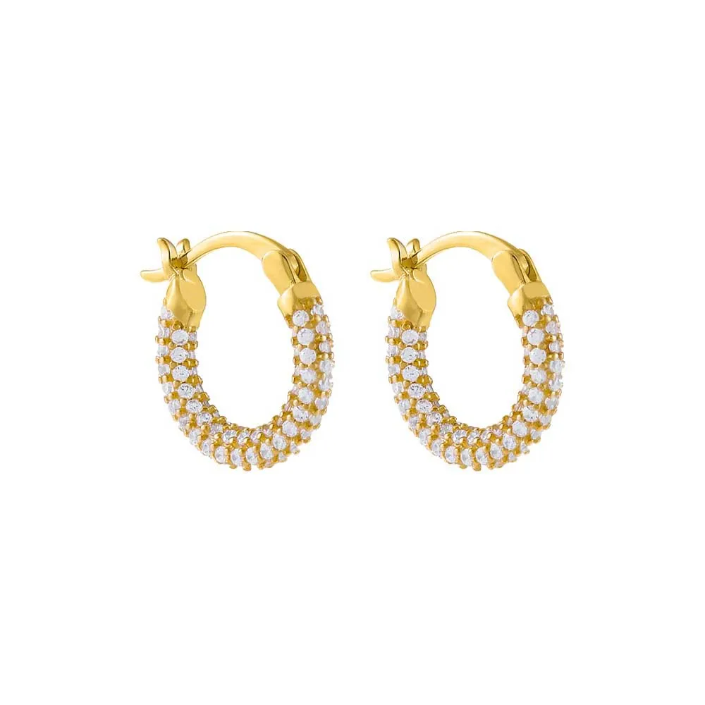 Pavé Mini Hoop Earring sold by Adina Eden's