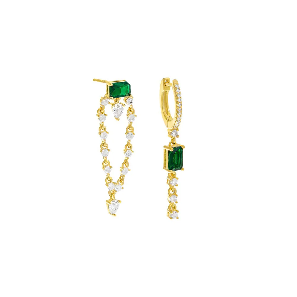 Green & Gold Drop Earring Combo Set sold by Adina Eden's product image thumbnail 2