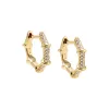Diamond Pave Bamboo Huggie Earring 14K sold by Adina Eden's