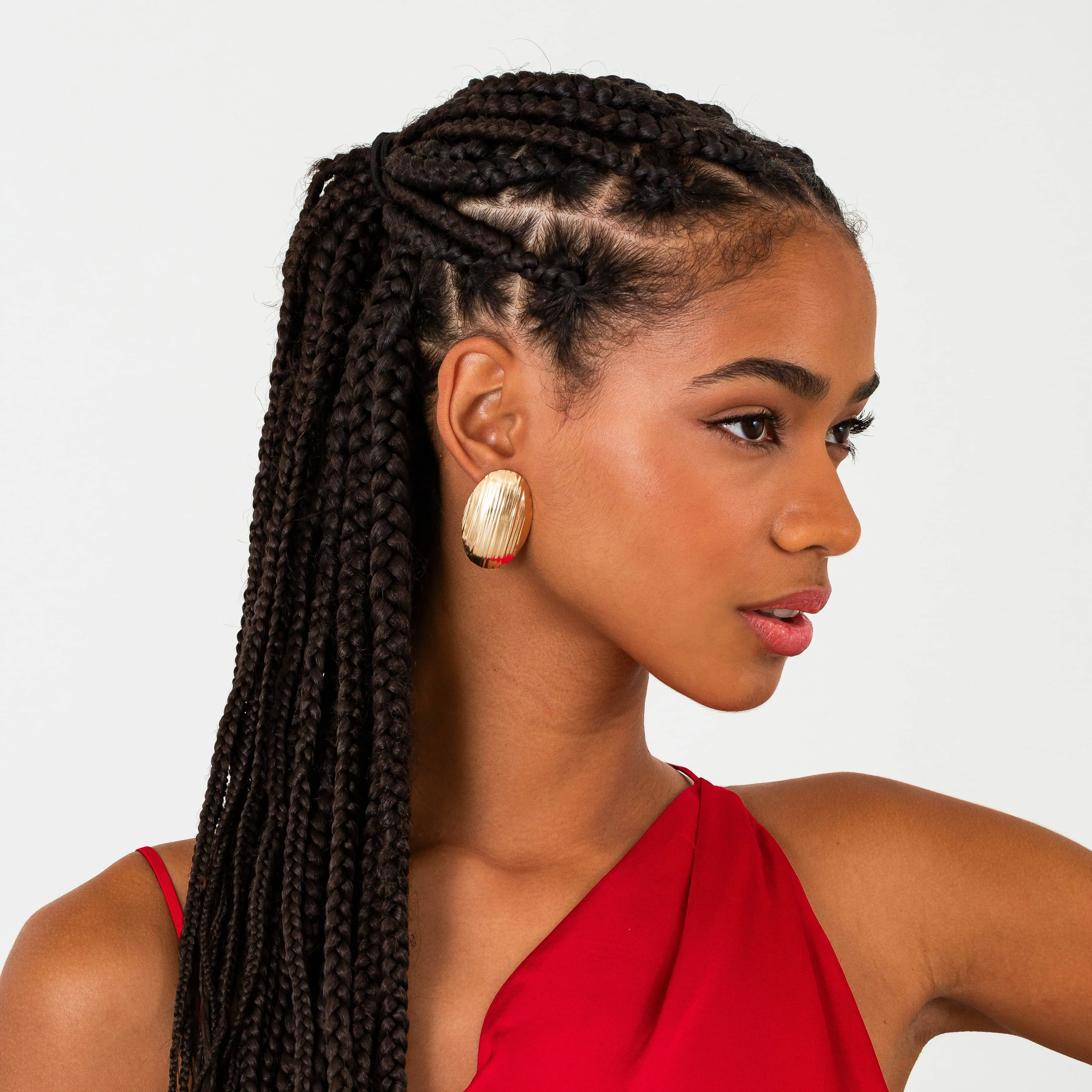 Ridged Oval Shape Dome Stud Earring sold by Adina Eden's product image thumbnail 3