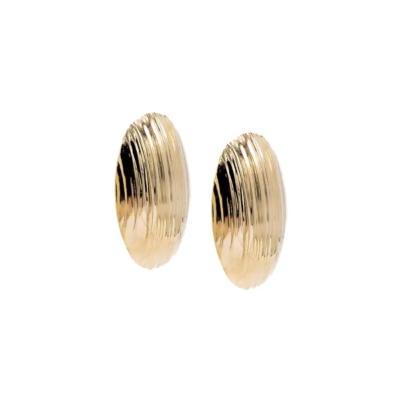 Ridged Oval Shape Dome Stud Earring sold by Adina Eden's