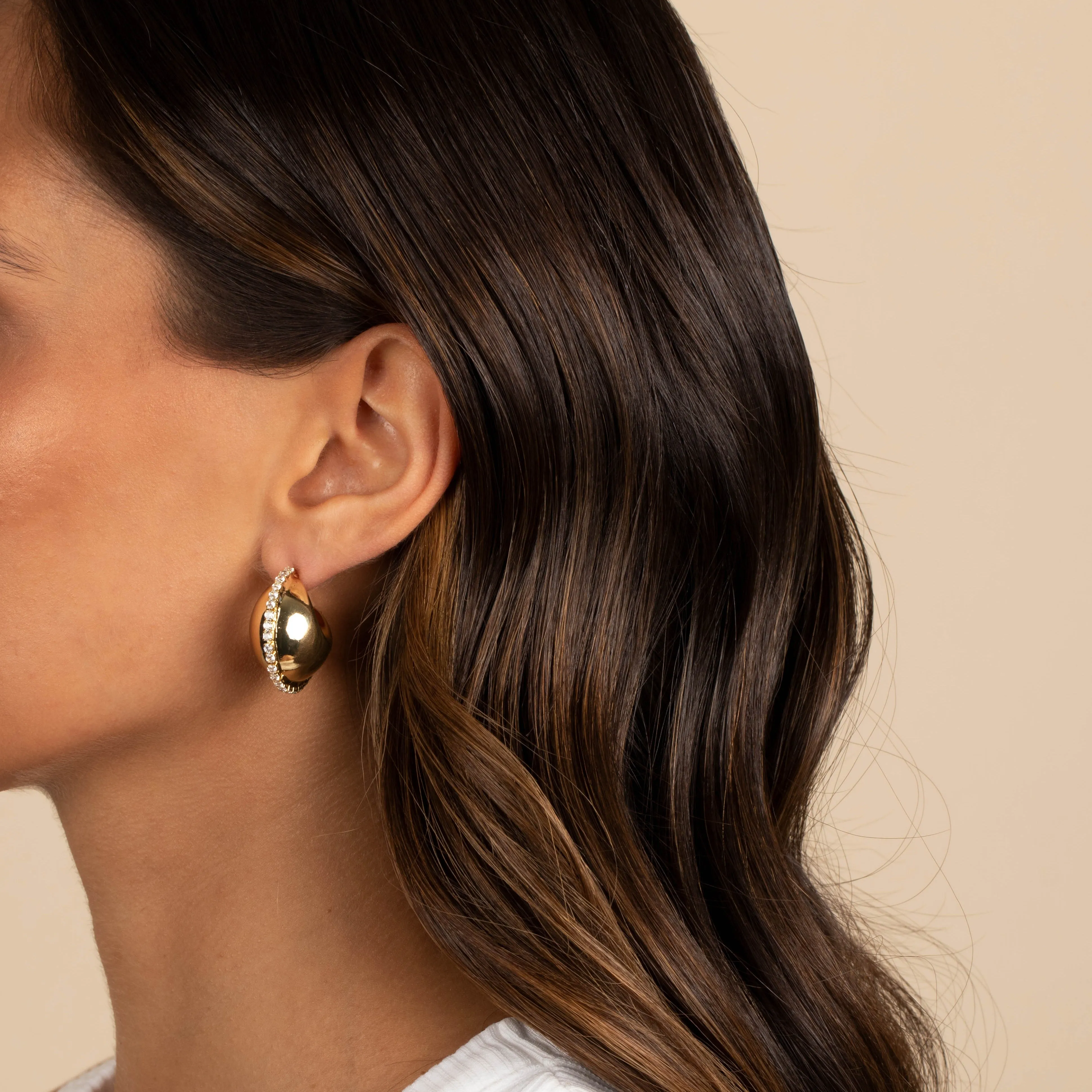 CZ Accented Dome Stud Earring sold by Adina Eden's product image thumbnail 3