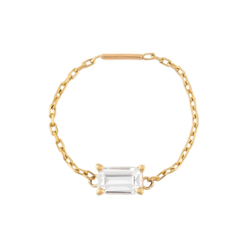 CZ Baguette Chain Ring 14K sold by Adina Eden's