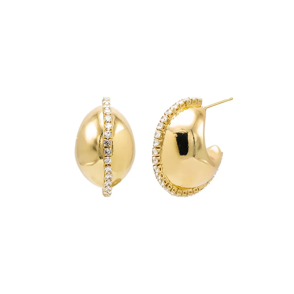 CZ Accented Dome Stud Earring sold by Adina Eden's