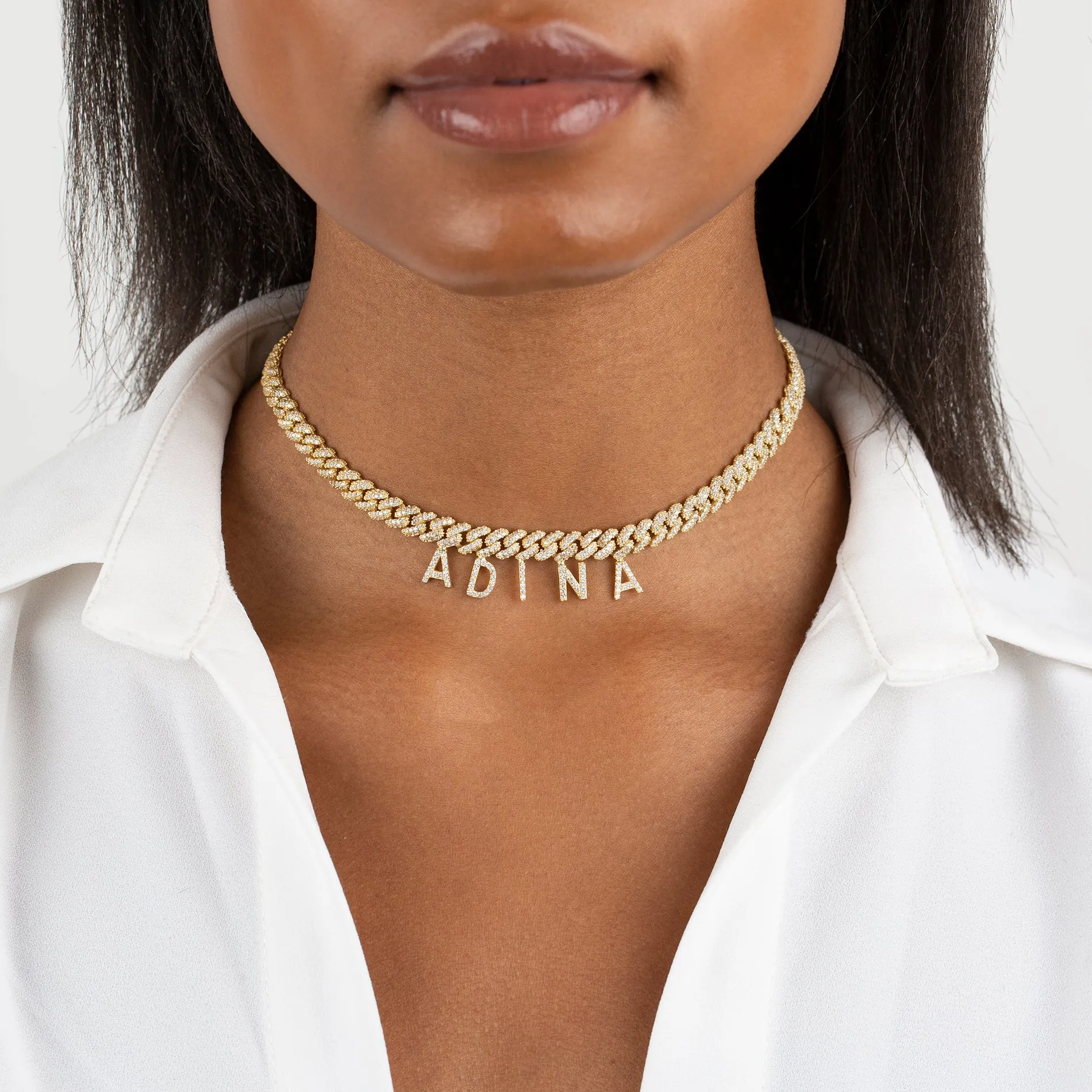 Block Name Pavé Chain Link Choker sold by Adina Eden's product image thumbnail 2