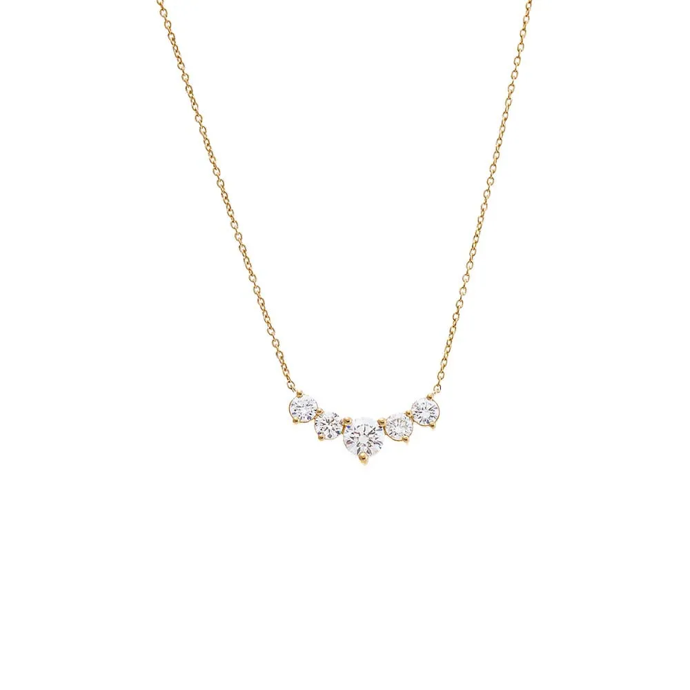 Lab Grown Diamond Small Curved Bar Necklace 14K sold by Adina Eden's