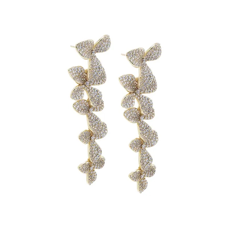 Pave Multi Flower Drop Stud Earring sold by Adina Eden's