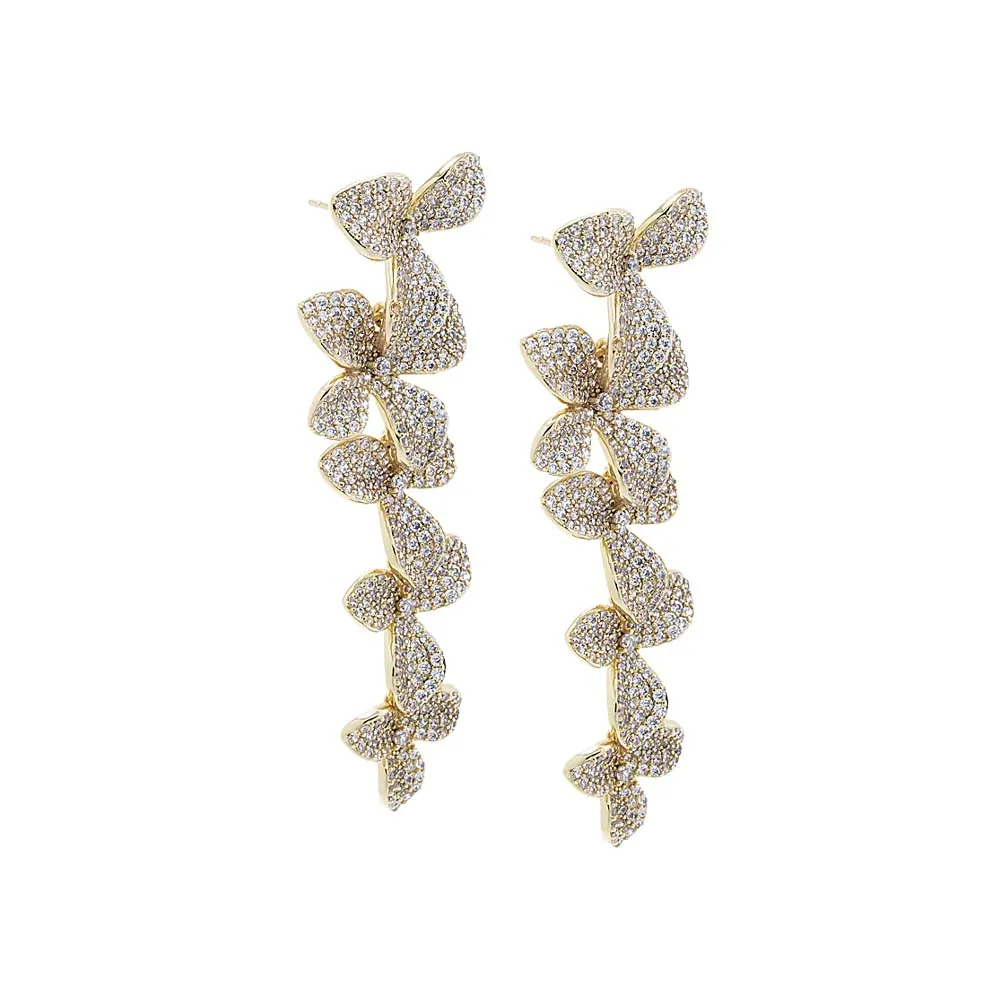 Pave Multi Flower Drop Stud Earring sold by Adina Eden's