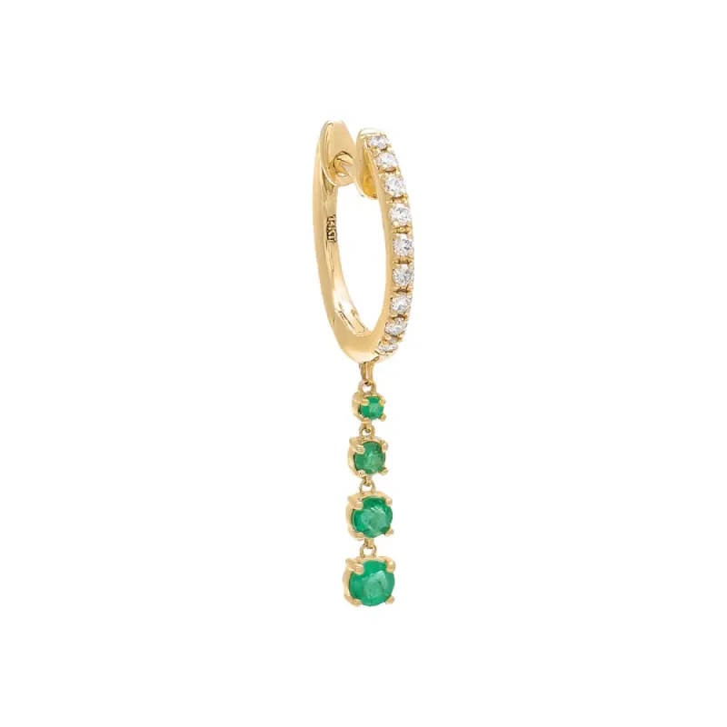 Diamond X Gemstone Dangling Drop Huggie Earring 14K sold by Adina Eden's