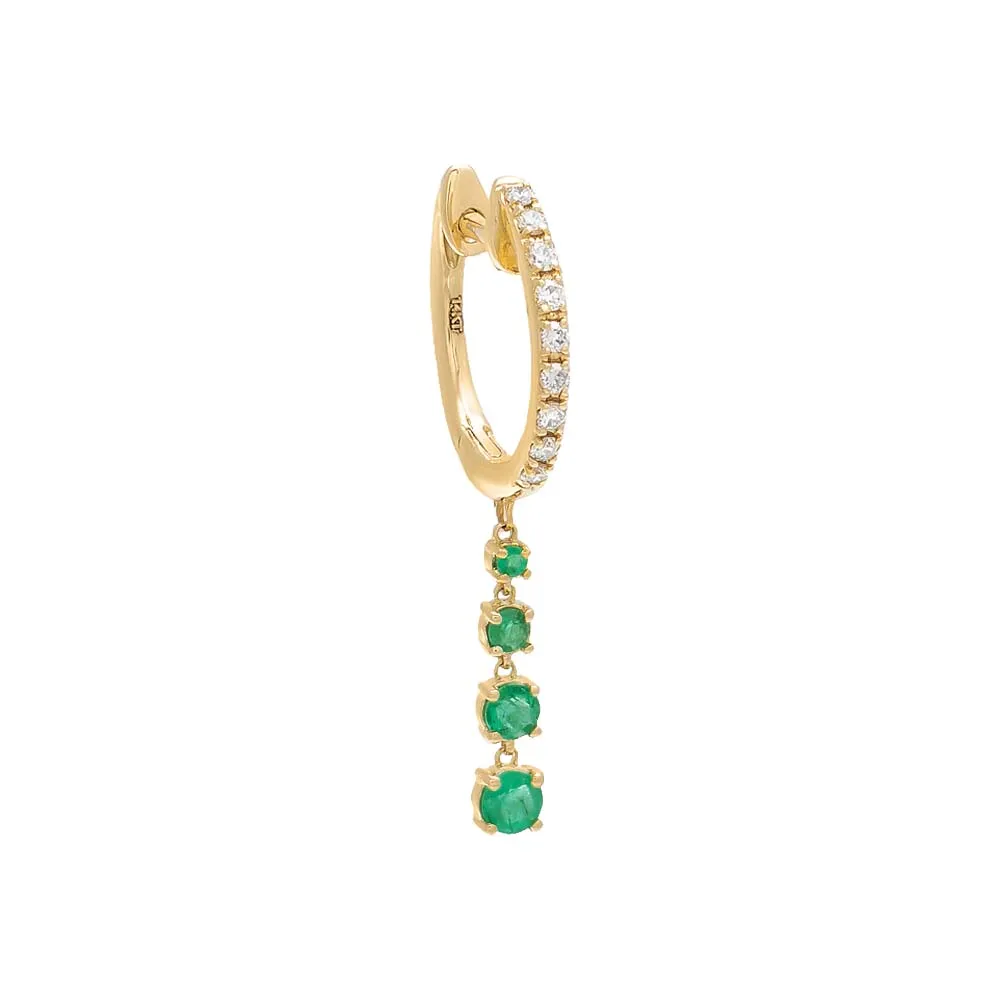 Diamond X Gemstone Dangling Drop Huggie Earring 14K sold by Adina Eden's