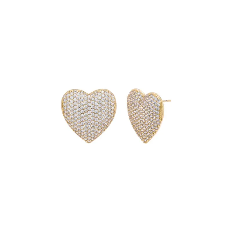 Pavé XL 3D Heart Stud Earring sold by Adina Eden's