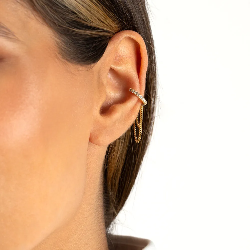 Pavé Double Drop Chain Ear Cuff sold by Adina Eden's product image thumbnail 2