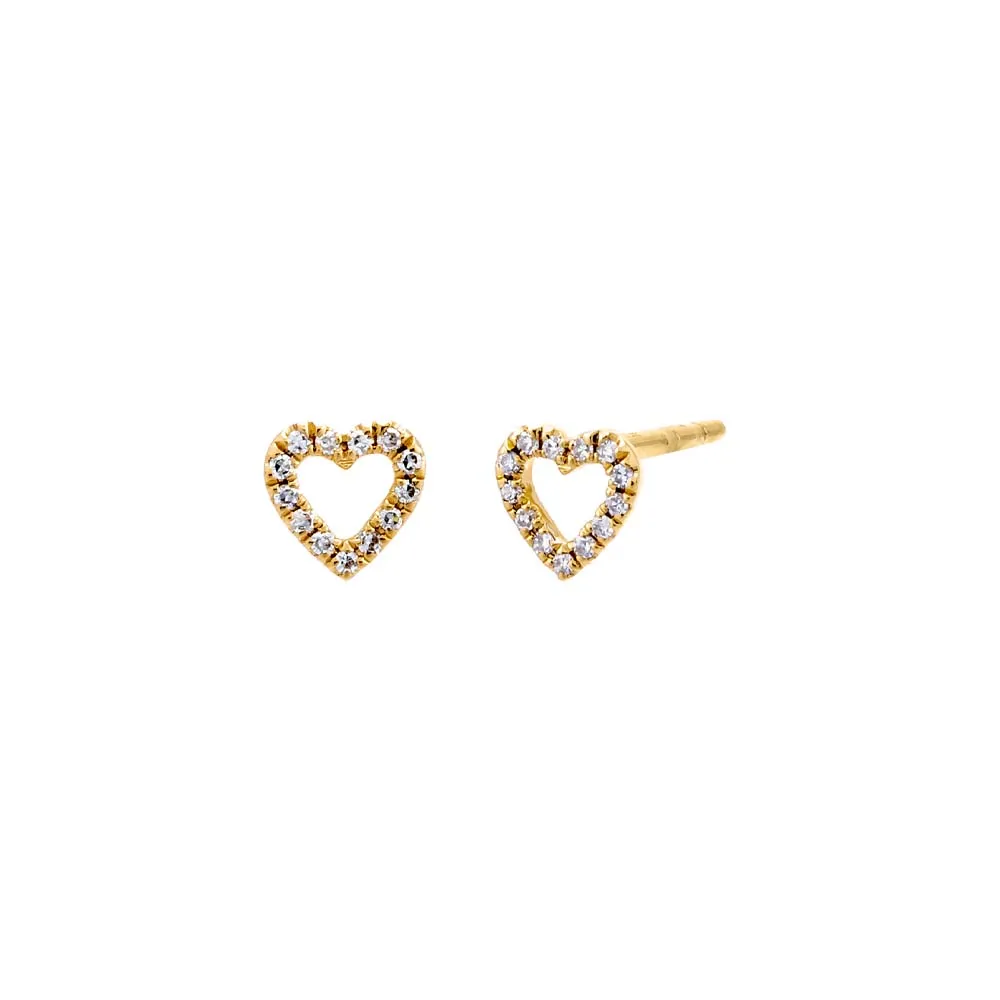 Diamond Open Heart Stud Earring 14K sold by Adina Eden's