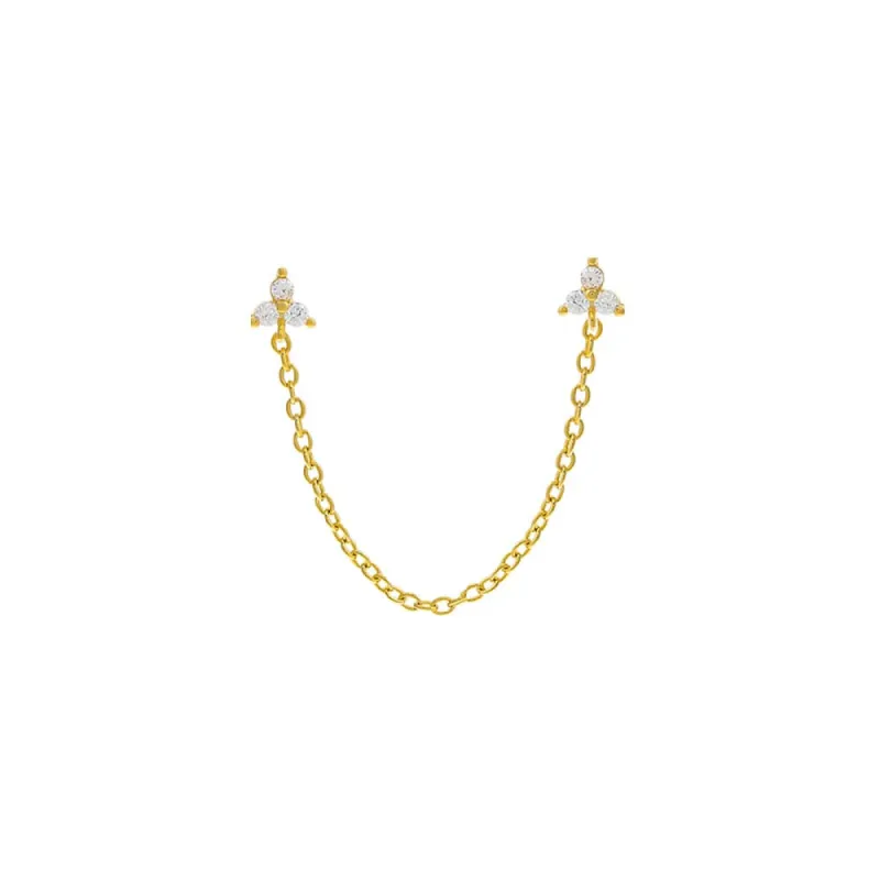 Double Trio Cluster Chain Stud Earring sold by Adina Eden's