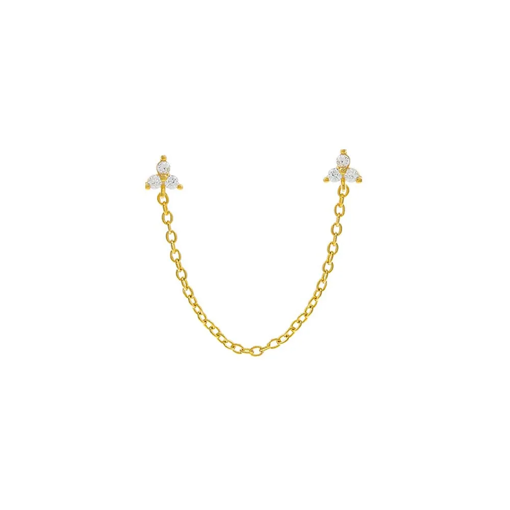 Double Trio Cluster Chain Stud Earring sold by Adina Eden's