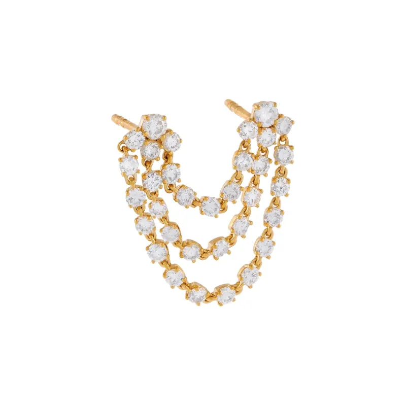 Diamond Triple Strand Cluster Stud Earring 14K sold by Adina Eden's