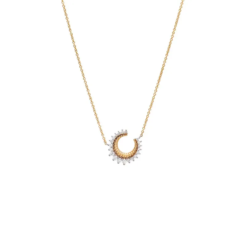 Diamond 3 Prong Half Circle Pendant Necklace 14K sold by Adina Eden's