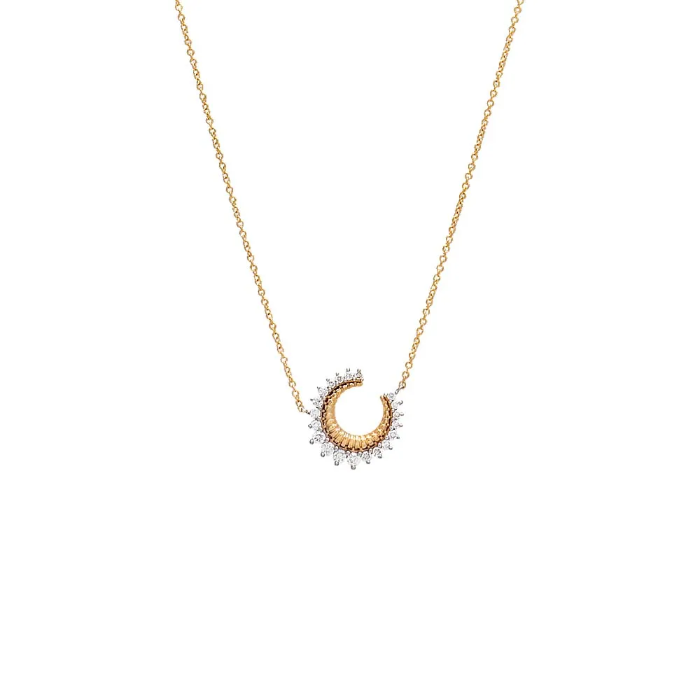 Diamond 3 Prong Half Circle Pendant Necklace 14K sold by Adina Eden's