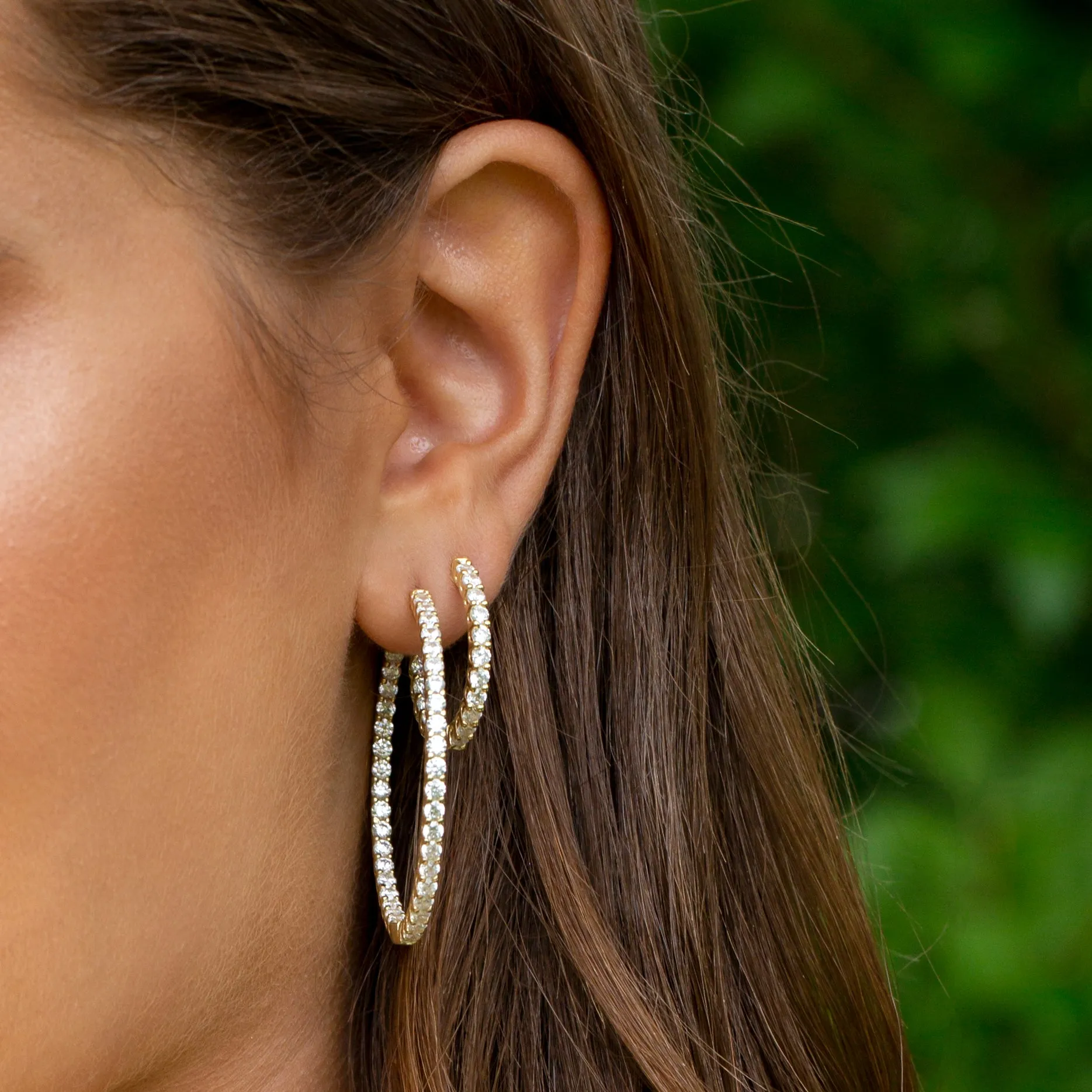 CZ Thin Round Hoop Earring sold by Adina Eden's product image thumbnail 3