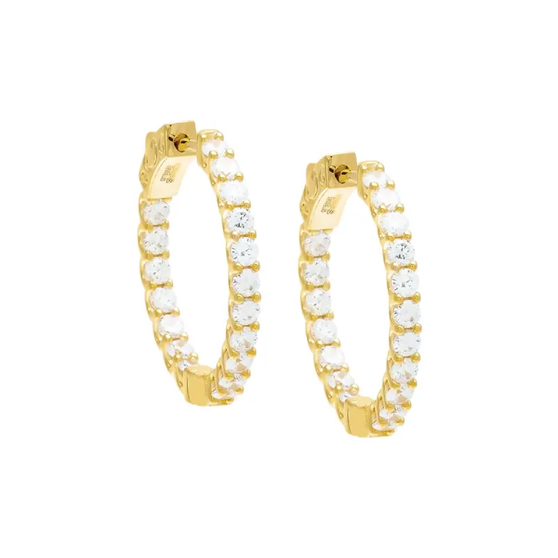 CZ Thin Round Hoop Earring sold by Adina Eden's