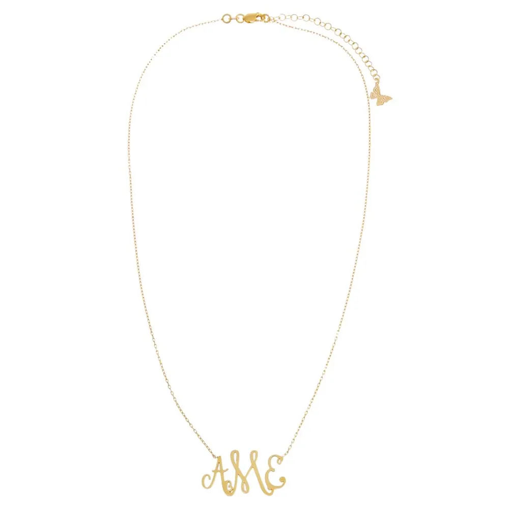 Solid Script Monogram Pendant Necklace sold by Adina Eden's product image thumbnail 3