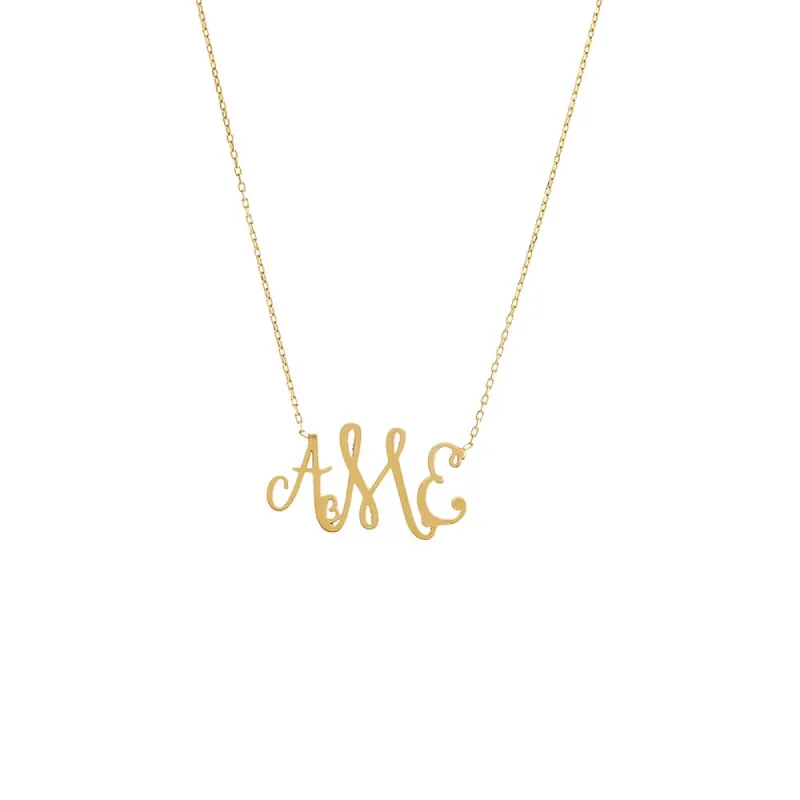 Solid Script Monogram Pendant Necklace sold by Adina Eden's