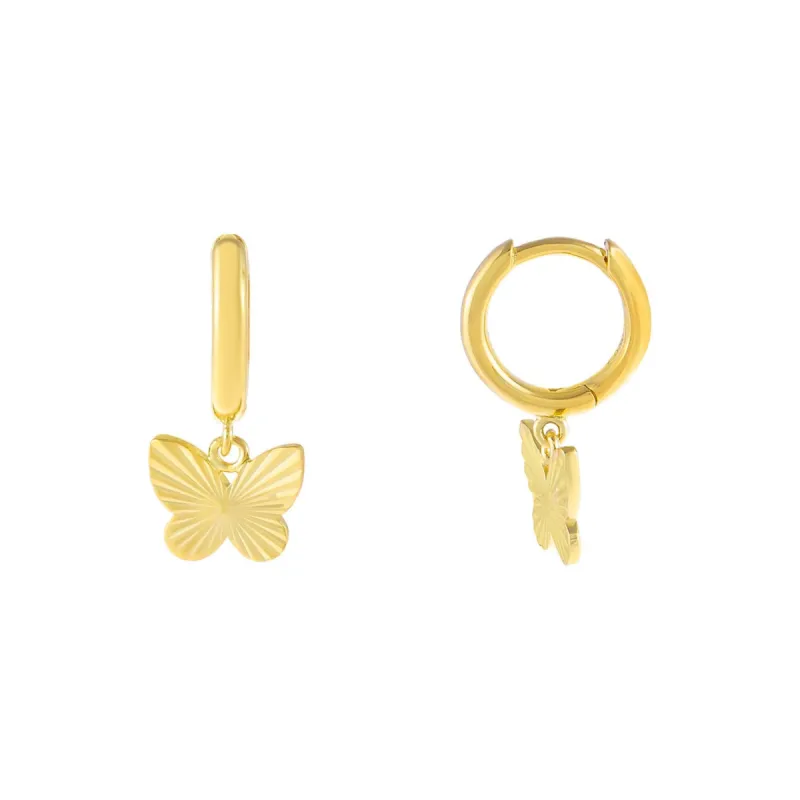 Ridged Butterfly Huggie Earring sold by Adina Eden's