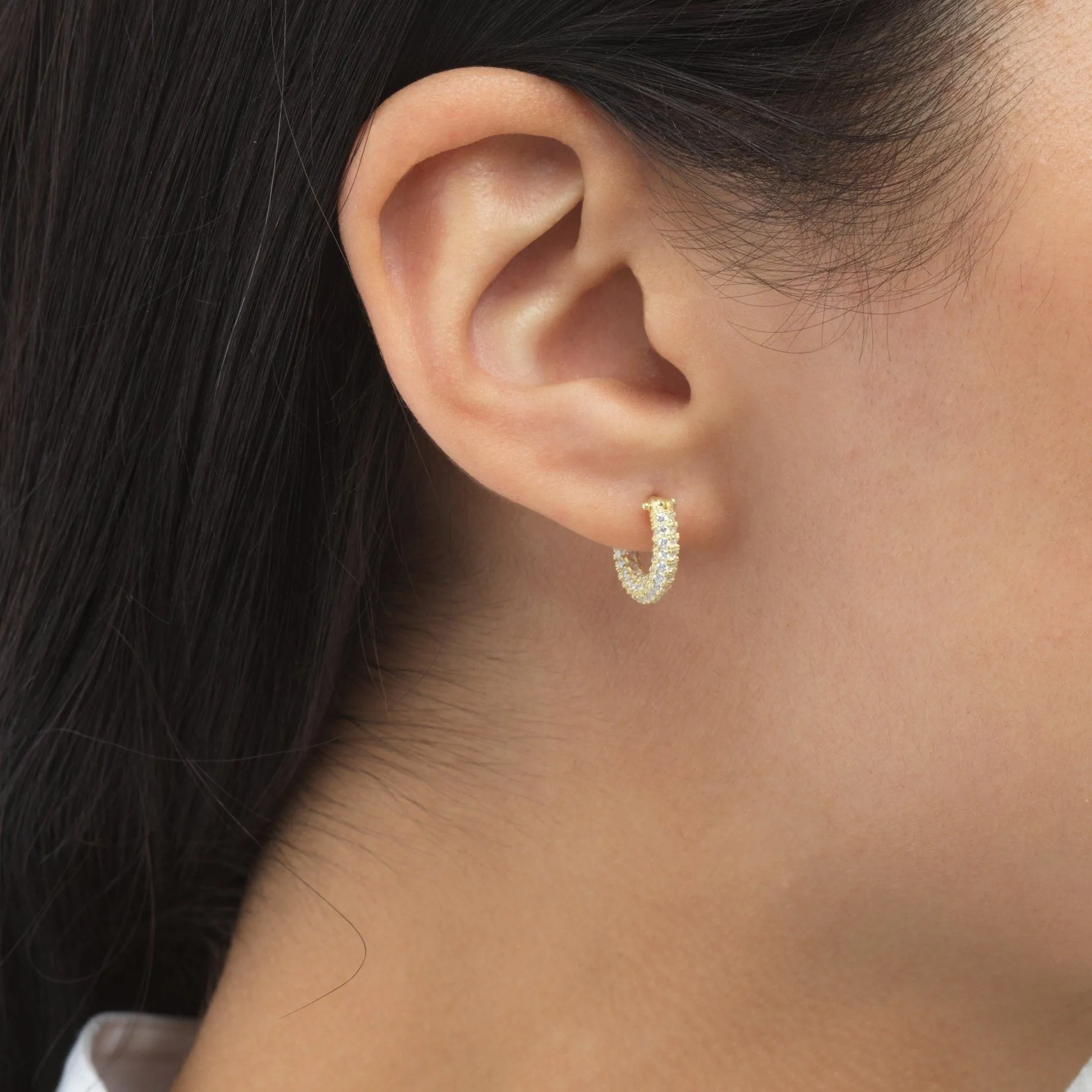 Mini Pavé Hoop Earring sold by Adina Eden's product image thumbnail 2