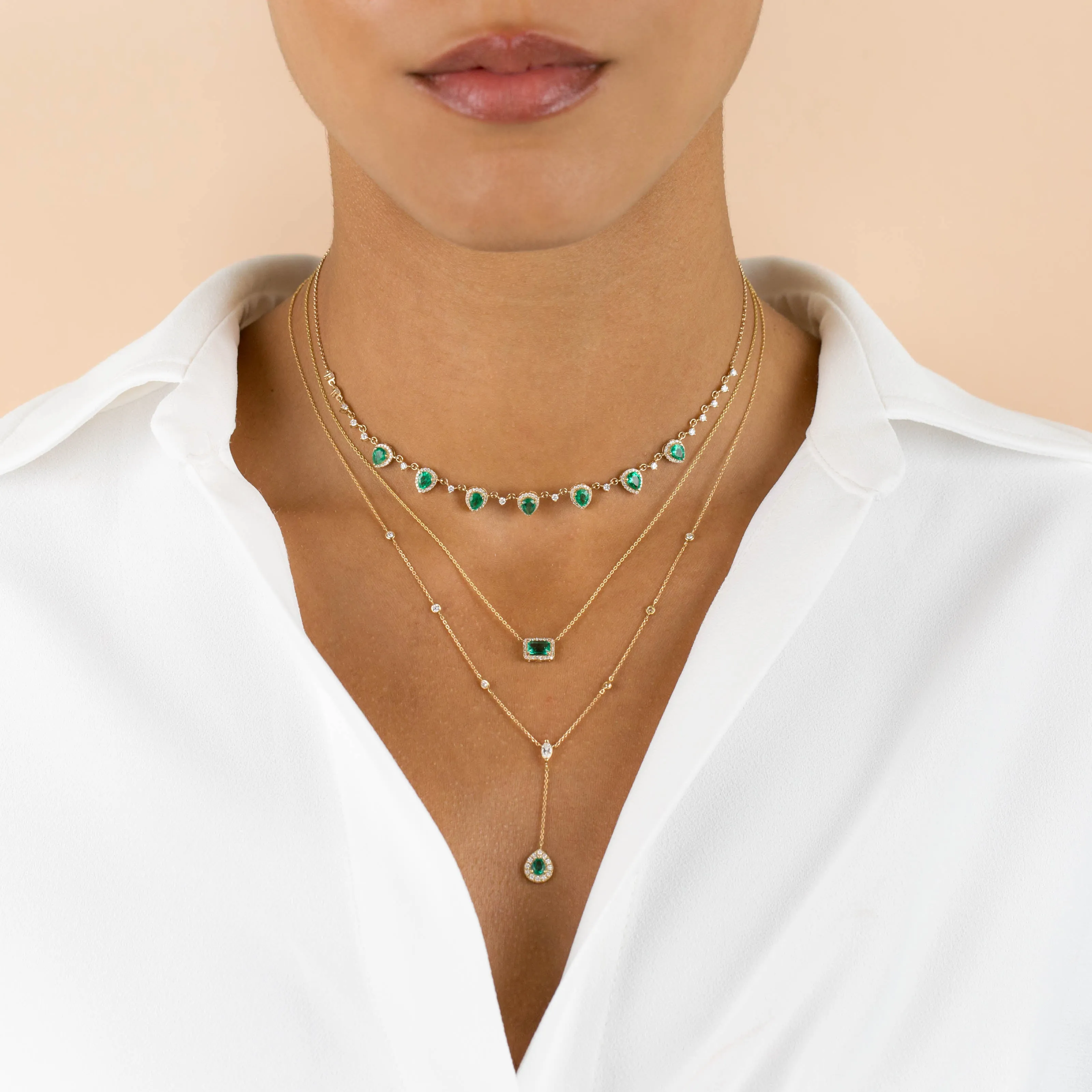 Diamond Emerald Green Teardrop Necklace 14K sold by Adina Eden's product image thumbnail 3