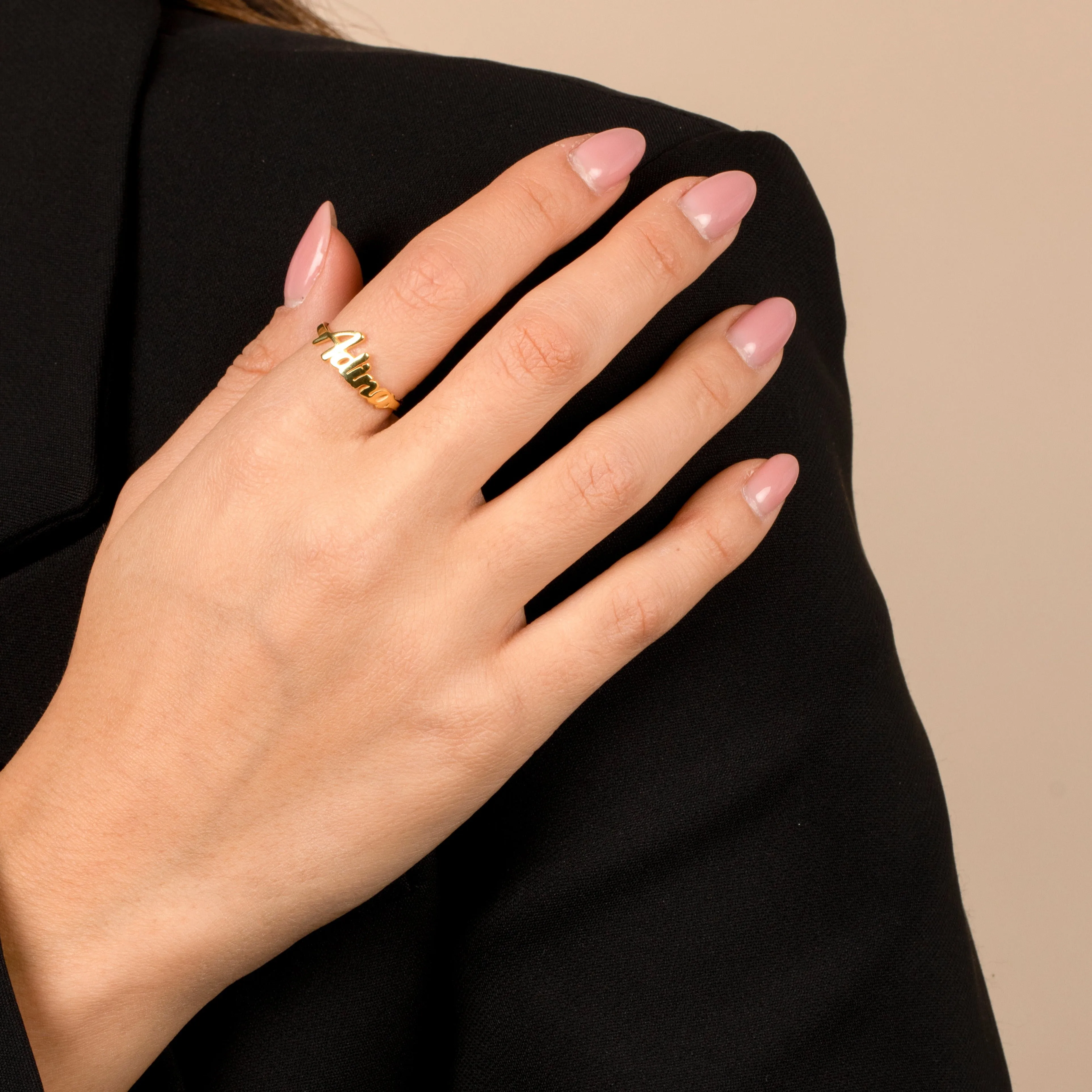 Solid Script Name Ring sold by Adina Eden's product image thumbnail 2