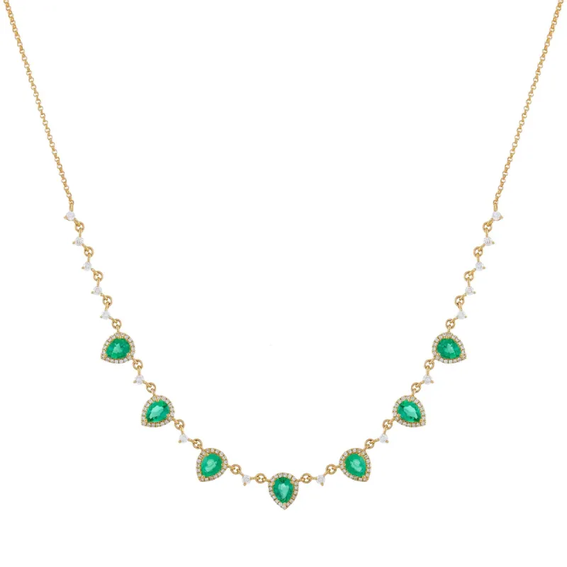 Diamond Emerald Green Teardrop Necklace 14K sold by Adina Eden's