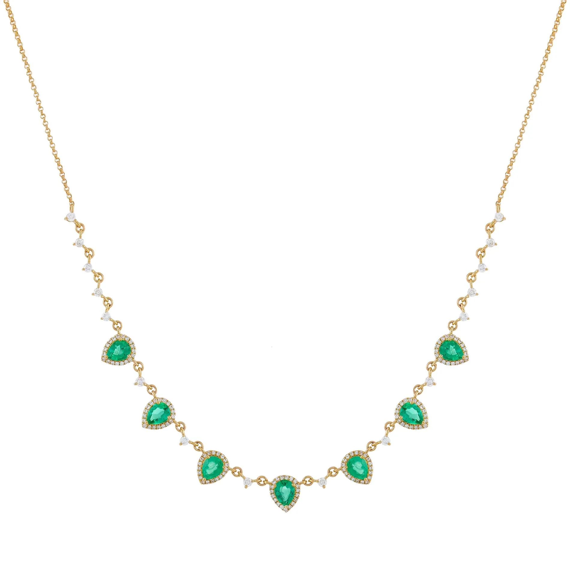 Diamond Emerald Green Teardrop Necklace 14K sold by Adina Eden's