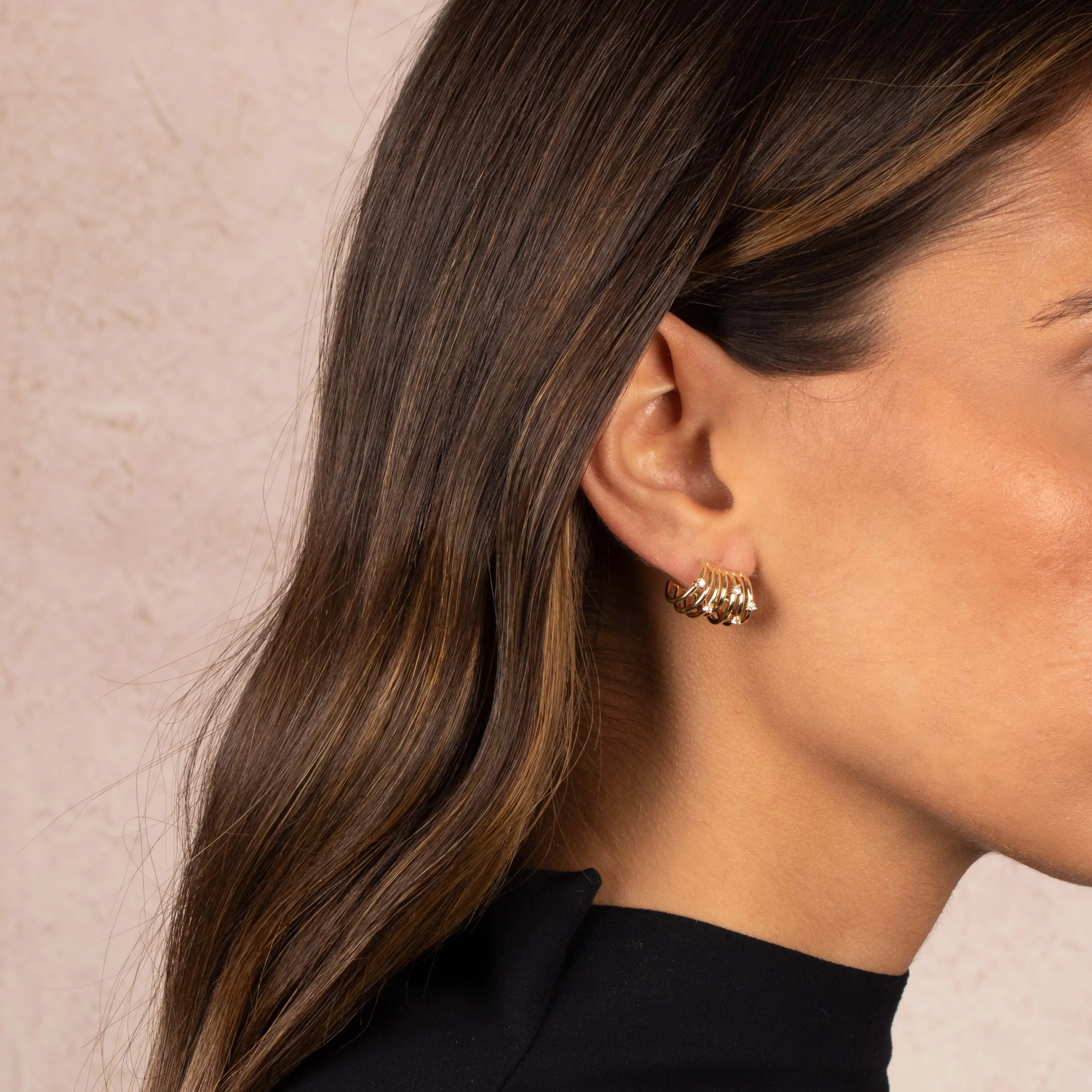 CZ Multi Row Cage Stud Earring sold by Adina Eden's product image thumbnail 2