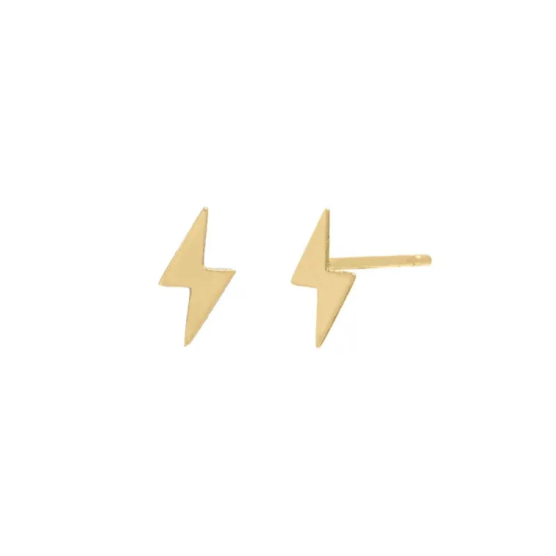 Mini Solid Lightning Stud Earring 14K sold by Adina Eden's