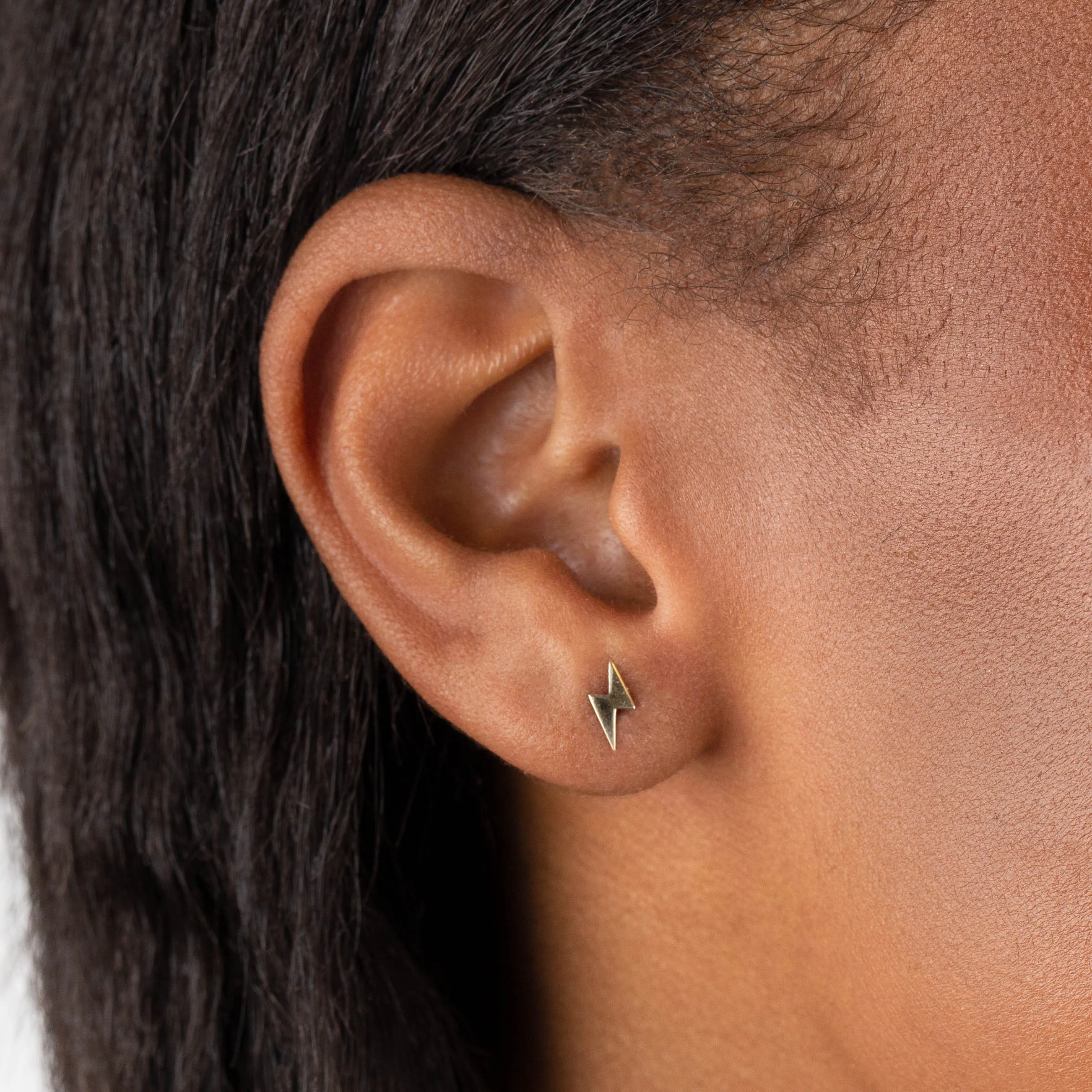 Mini Solid Lightning Stud Earring 14K sold by Adina Eden's product image thumbnail 2