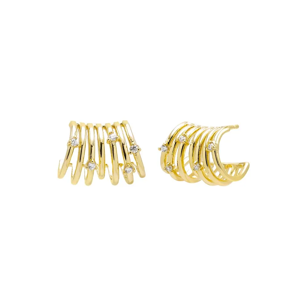 CZ Multi Row Cage Stud Earring sold by Adina Eden's