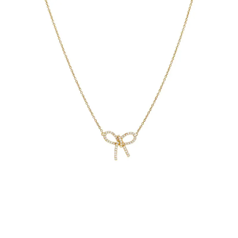 Skewed Pave Bow Tie Necklace sold by Adina Eden's