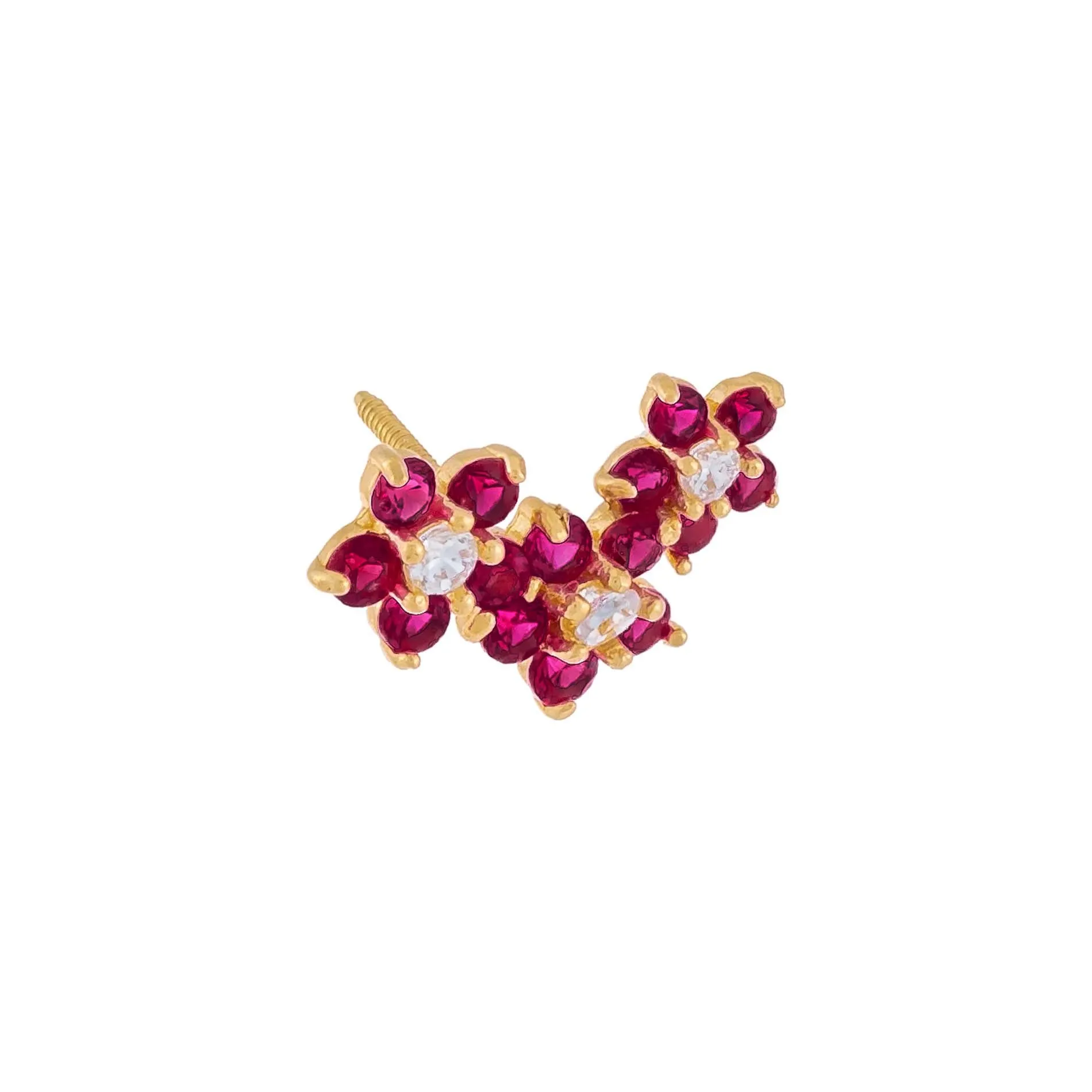 CZ Colored Flower Cluster Stud Earring 14K sold by Adina Eden's