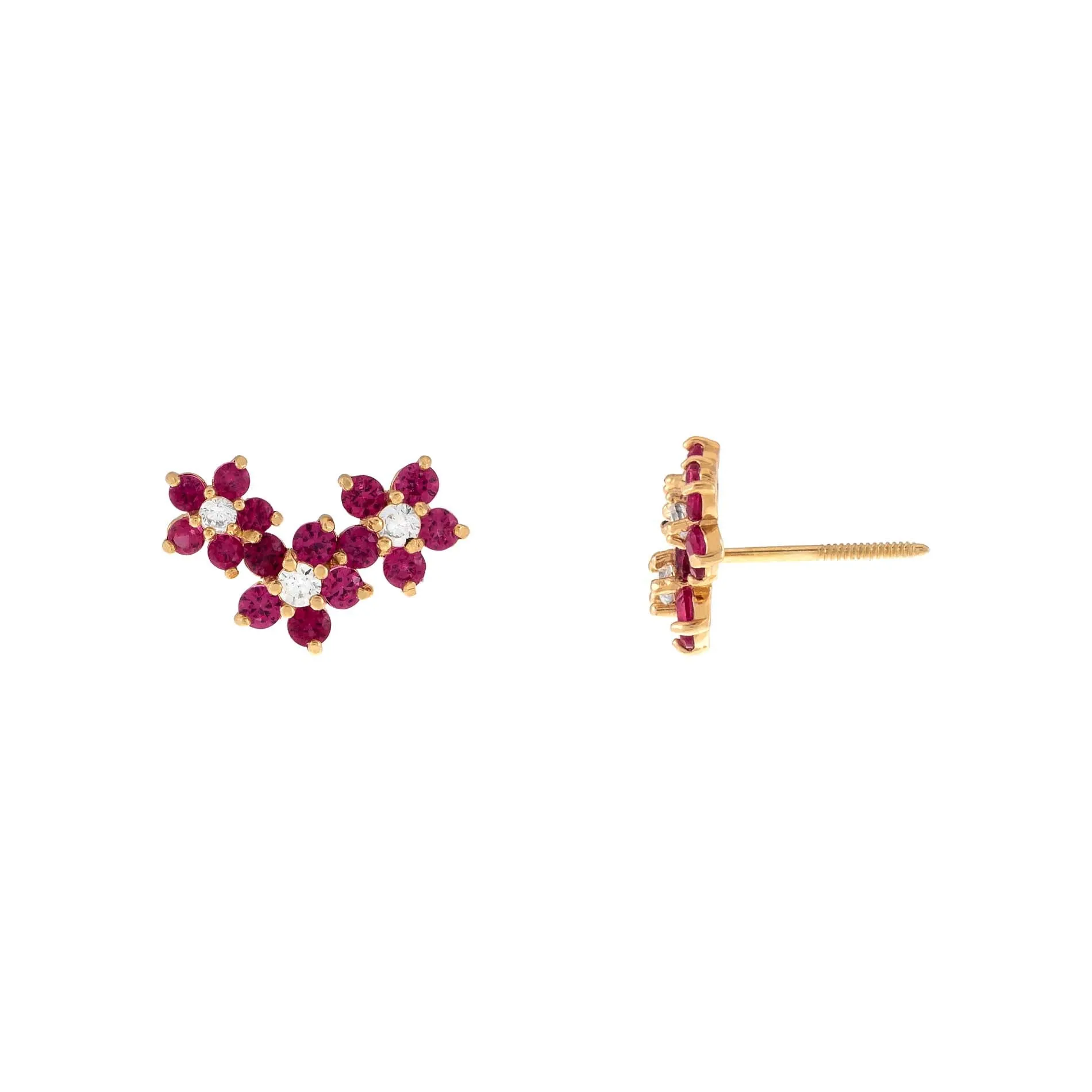 CZ Colored Flower Cluster Stud Earring 14K sold by Adina Eden's product image thumbnail 2