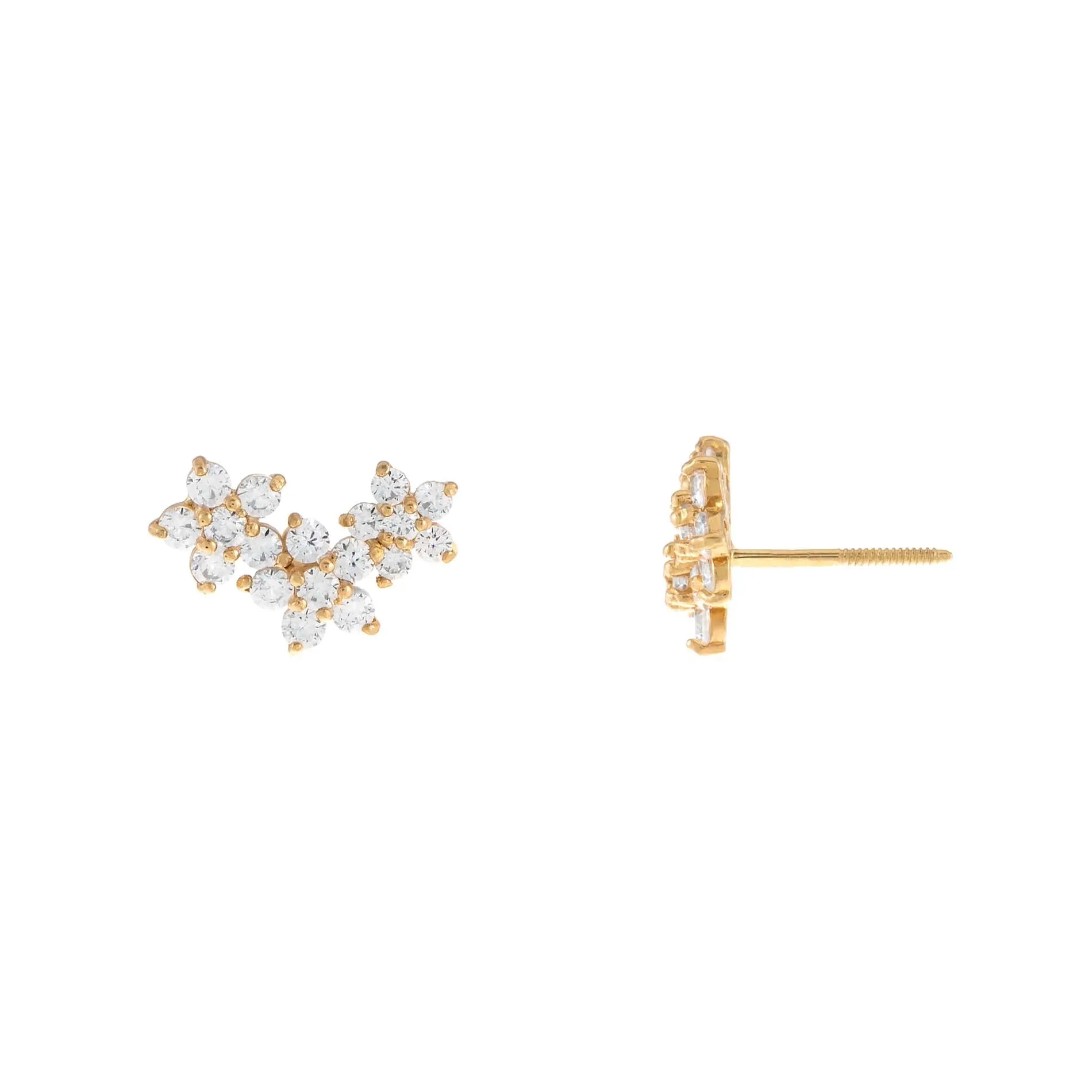 CZ Colored Flower Cluster Stud Earring 14K sold by Adina Eden's product image thumbnail 5