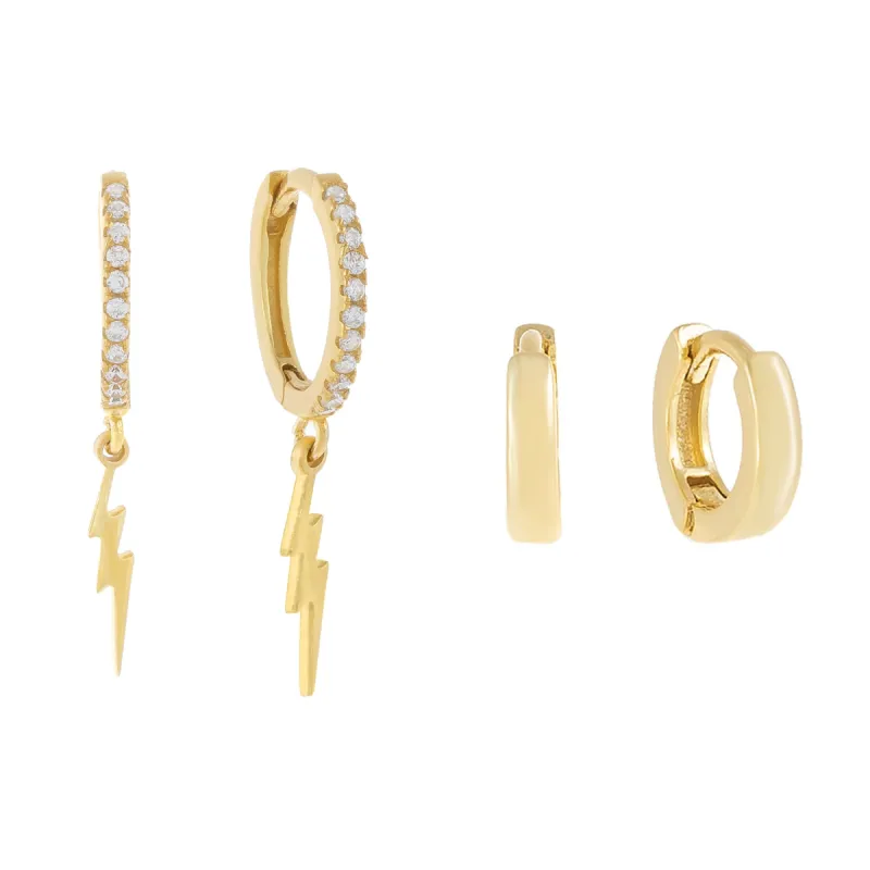 Lightning X Cartilage Huggie Earring Combo Set sold by Adina Eden's