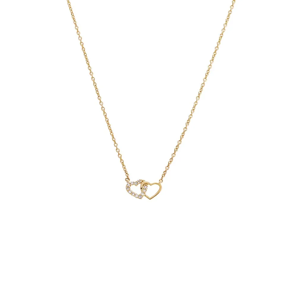 Diamond Solid/Pave Intertwined Heart Necklace 14K sold by Adina Eden's