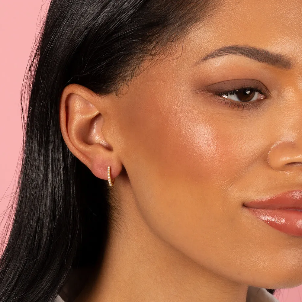 Mini Multi Pearl Huggie Earring sold by Adina Eden's product image thumbnail 2