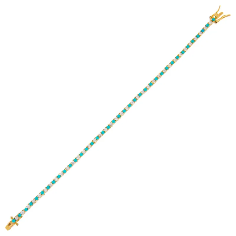 Turquoise CZ Tennis Bracelet sold by Adina Eden's