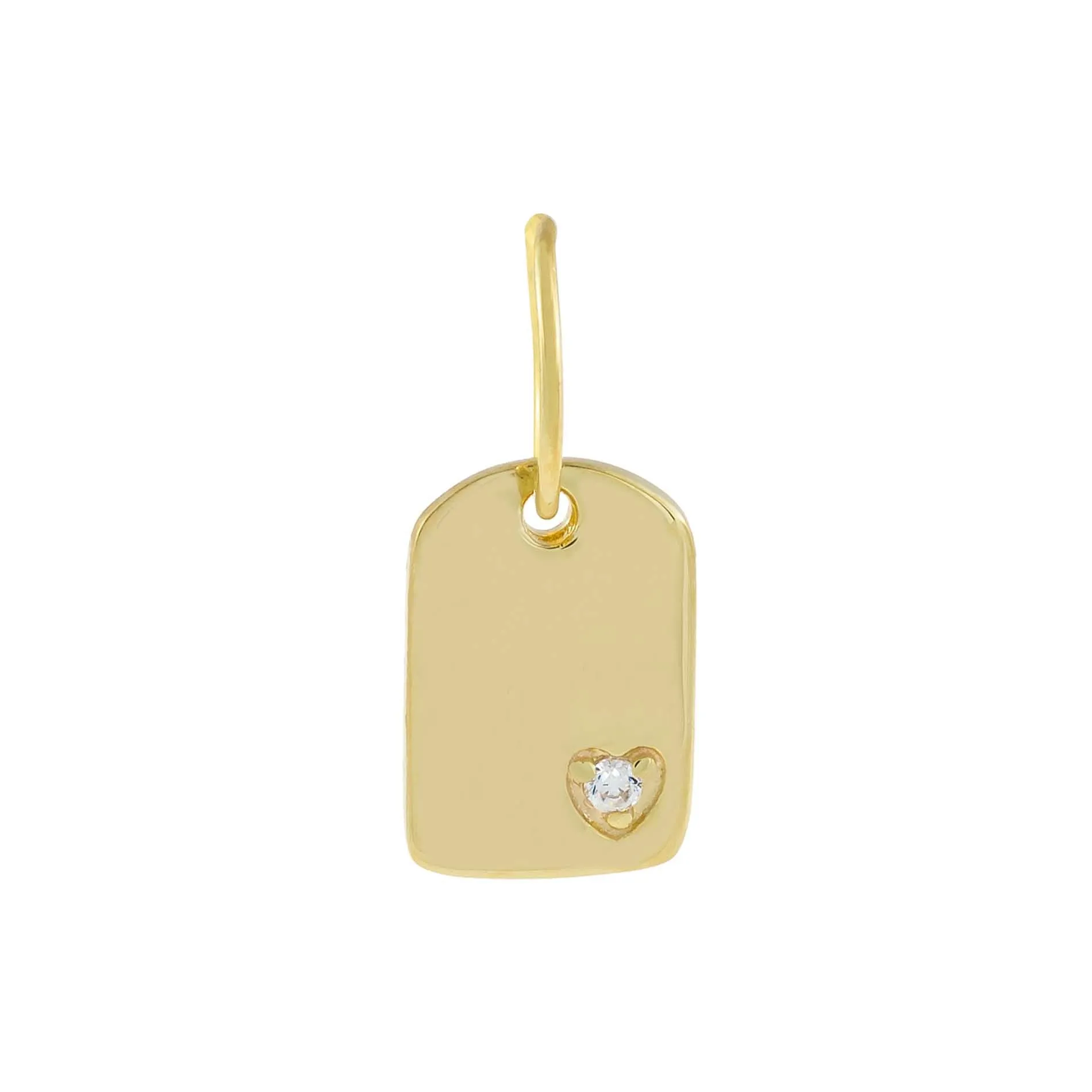 CZ Mini Heart Dog Tag Charm sold by Adina Eden's