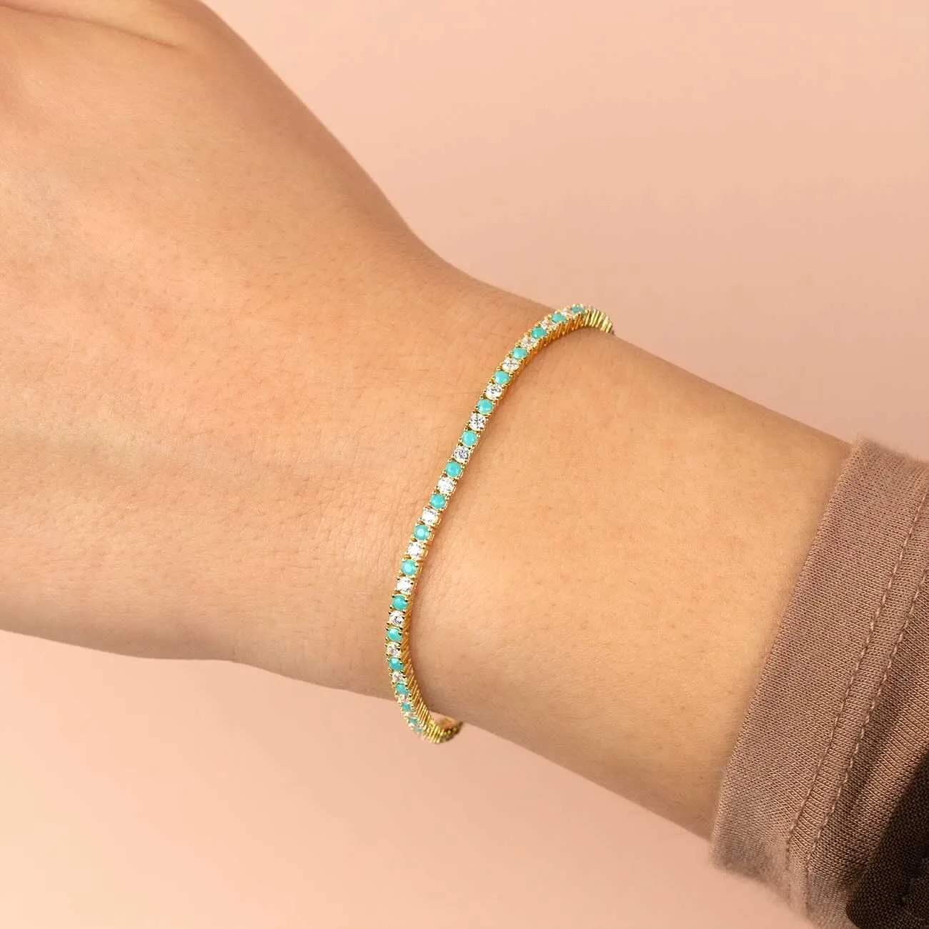 Turquoise CZ Tennis Bracelet sold by Adina Eden's product image thumbnail 2